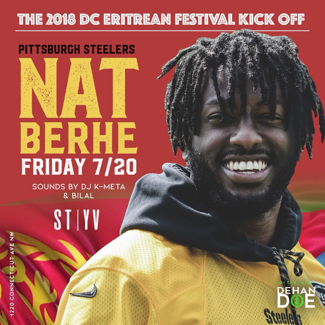 Nat Berhe at the 2018 DC Eritrean Festival, Pittsburgh Steelers